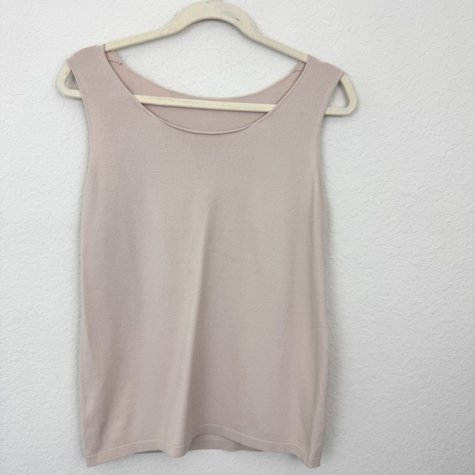 Anneclaire Women Knit Sleeveless Tank Top Size 44/ L Minimal Neutral Italy Beige